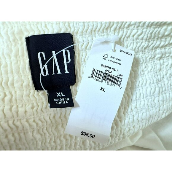 GAP White Linen Blend Sleeveless Midi Dress Strapless Straps Full Skirt  XL NEW - Picture 6 of 7